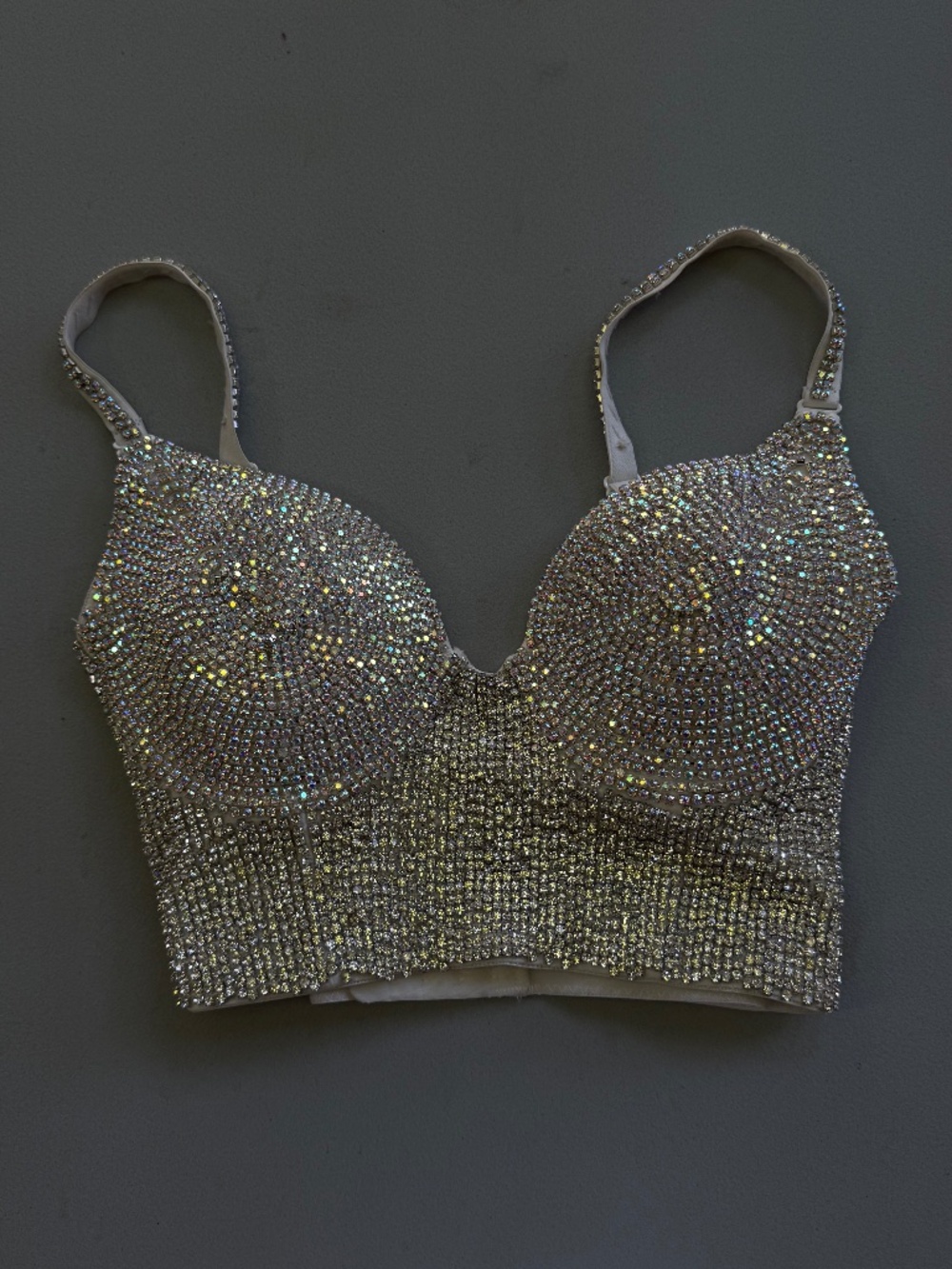 Windsor Rhinestone Bustier Crop Top – Size S